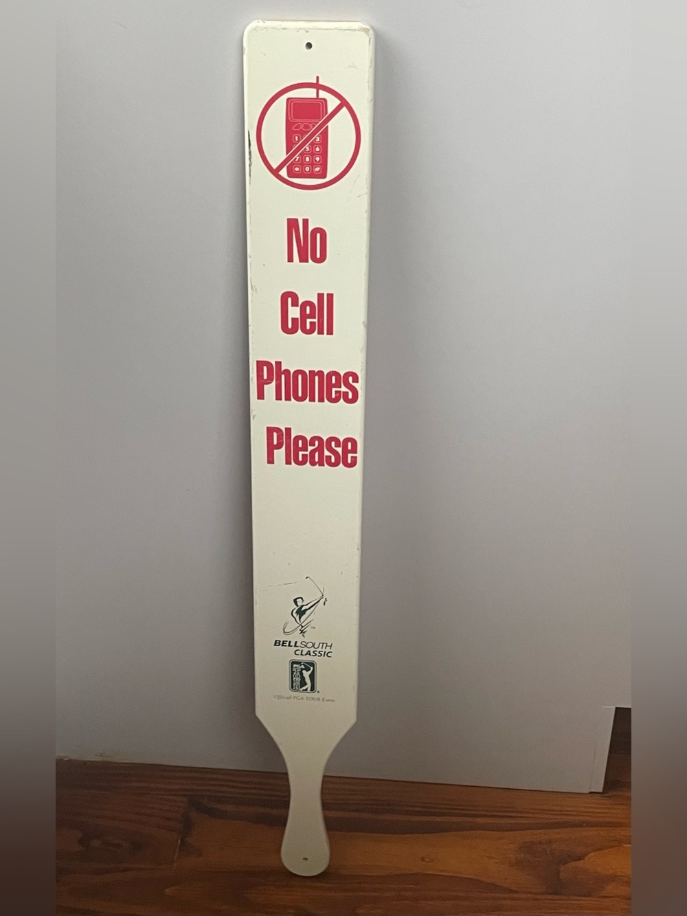 Bellsouth Classic No Cell Phones Please Paddle Sign